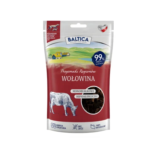 Baltica Przysmaki Regionów Półmiękkie Wołowe 80g – naturalne przysmaki treningowe dla psa