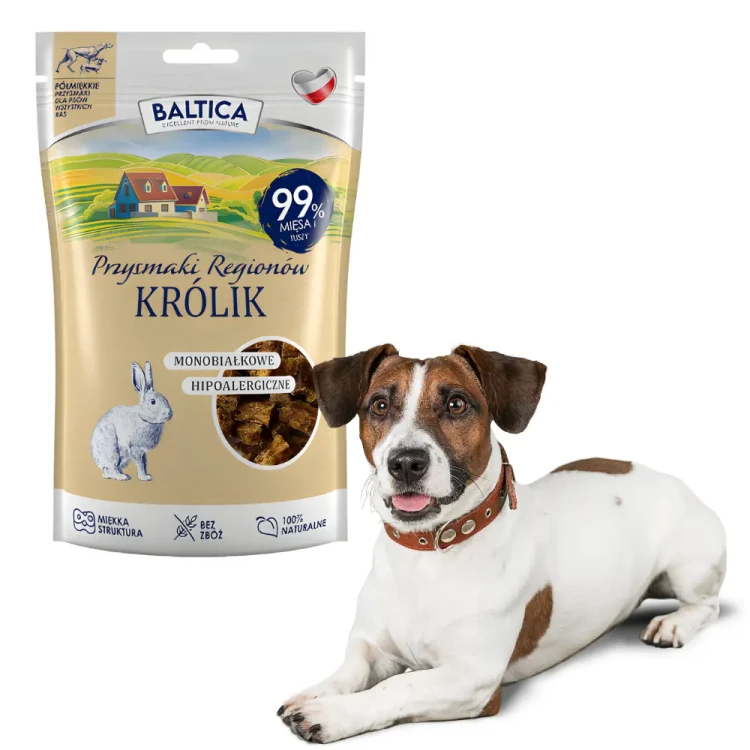 Baltica Przysmaki Regionów Półmiękkie Królik 80g – naturalne przysmaki treningowe dla psa