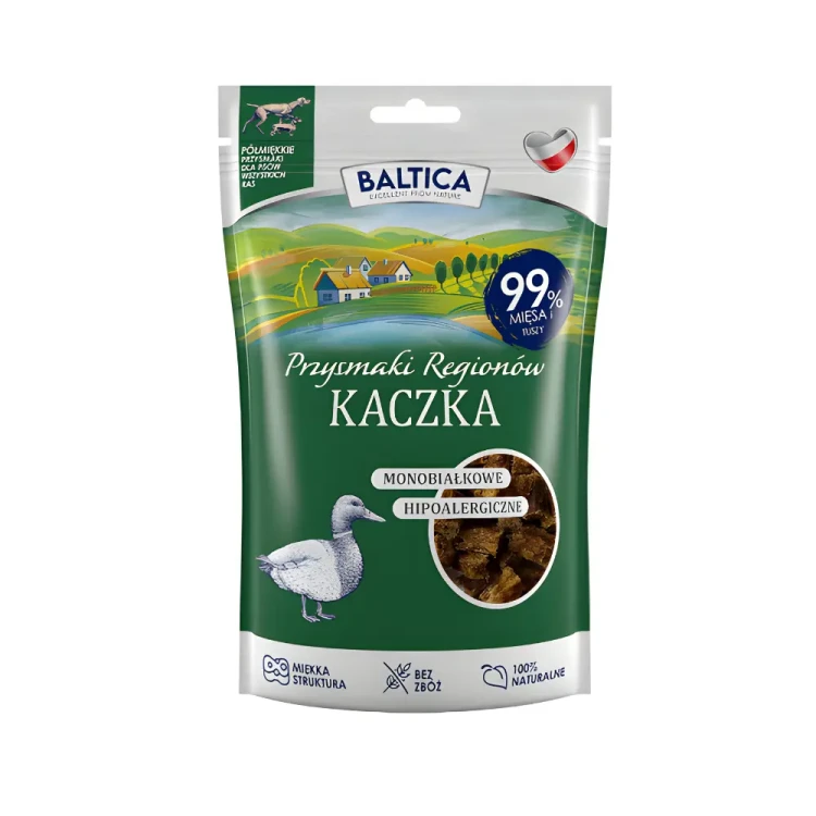 Baltica Przysmaki Regionów Półmiękkie Kaczka 80g – naturalne przysmaki treningowe dla psa
