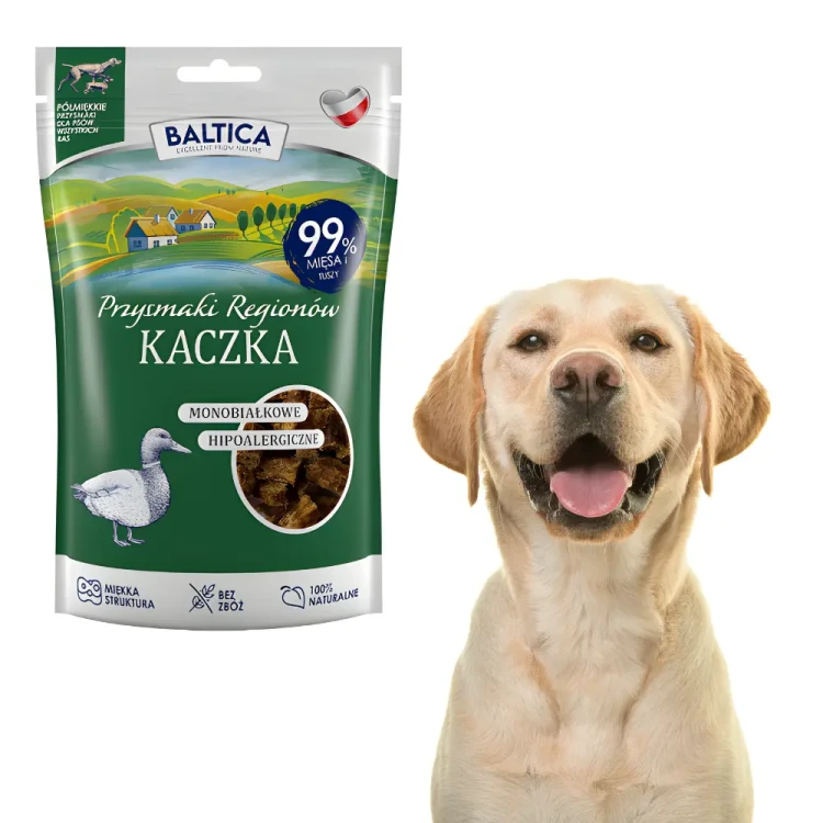 Baltica Przysmaki Regionów Półmiękkie Kaczka 80g – naturalne przysmaki treningowe dla psa