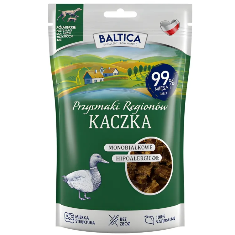 Baltica Przysmaki Regionów Półmiękkie Kaczka 80g – naturalne przysmaki treningowe dla psa