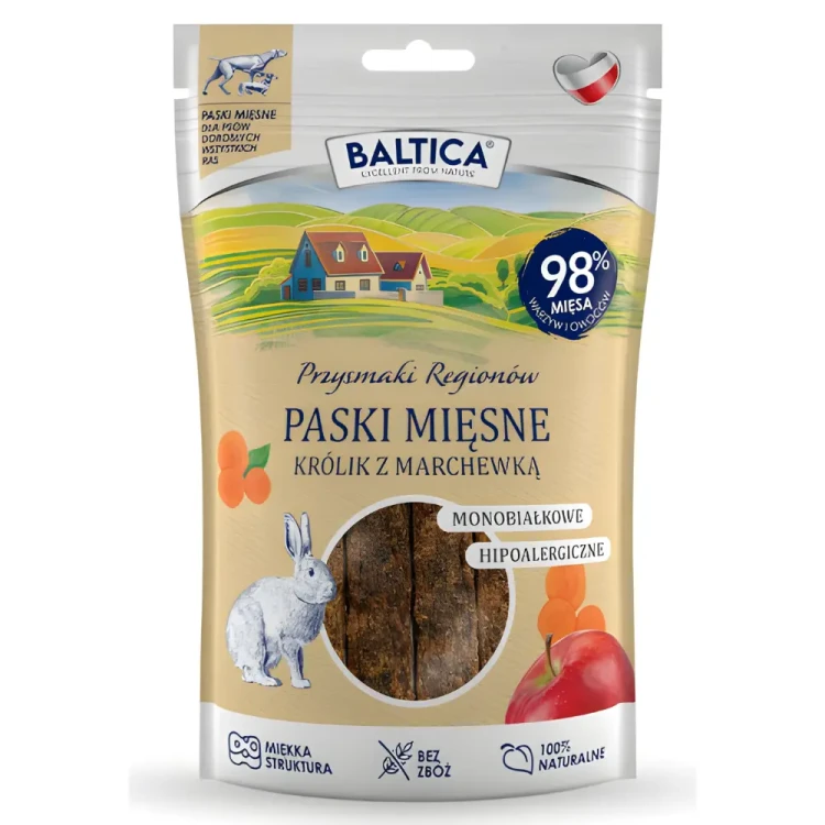 Przysmaki Mięsne paski Królik z marchewką 90g