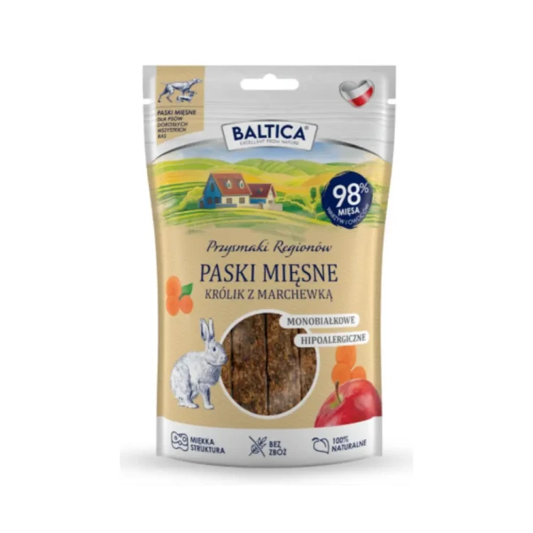 Przysmaki Mięsne paski Królik z marchewką 90g