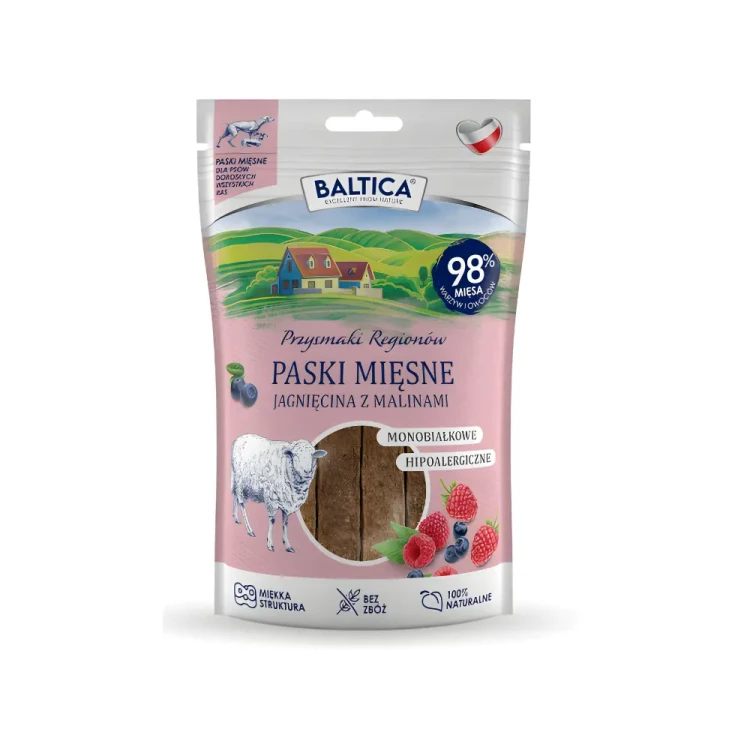 Przysmaki Mięsne paski Jagnięcina z malinami 90g