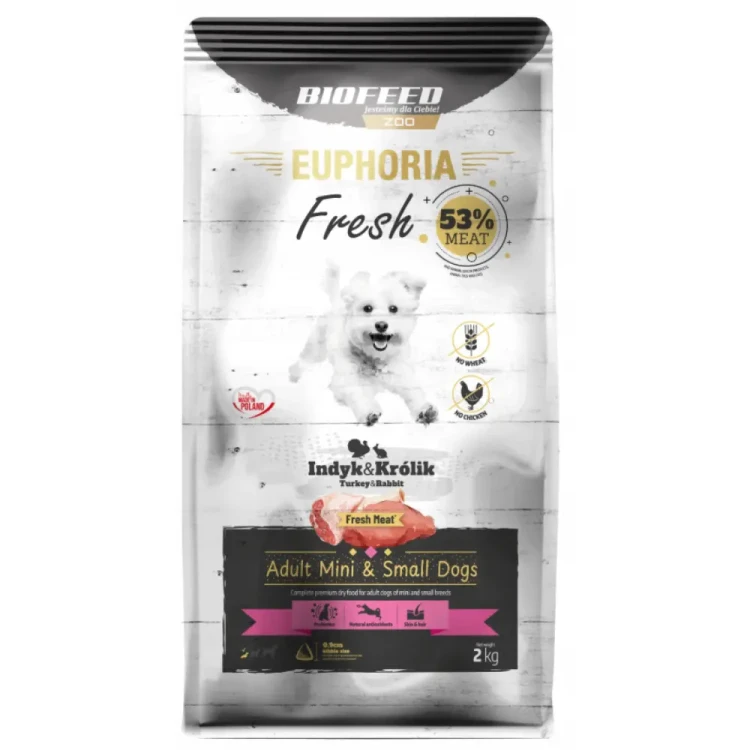 Euphoria Fresh indyk królik 2 kg na zdrowy rozwój karma