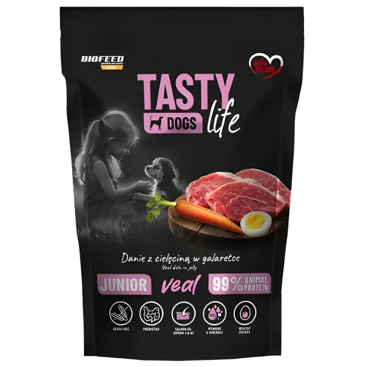 Tasty Dogs Life Junior  cielęcina 500 g pełnowartościowe białko wspiera trawienie
