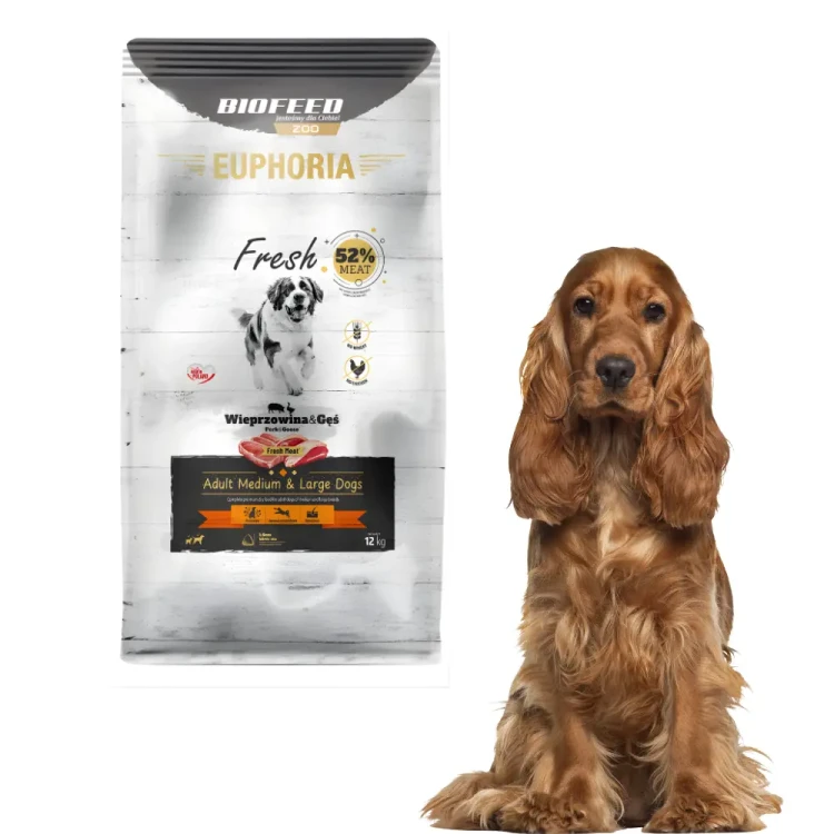 Euphoria Fresh Meat Adult 12kg Wieprzowina i Gęś Wspiera odporność psa M/L