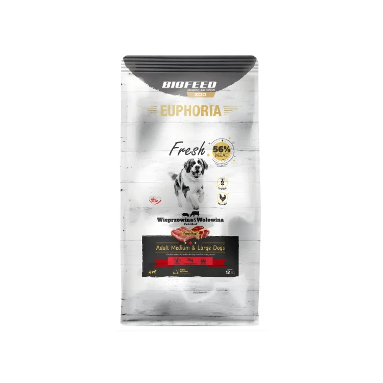 EUPHORIA Fresh Wieprzowina z Wołowiną M/L 12 kg – dla psów ras średnich i dużych