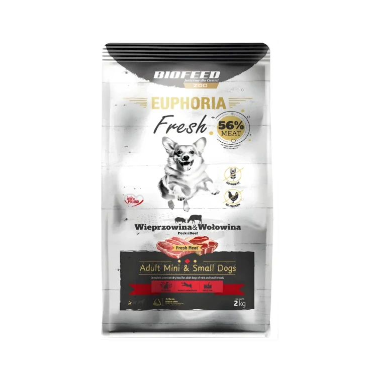 EUPHORIA Fresh Meat karma sucha 2 kg wieprzowina i wołowina dla psów małych ras