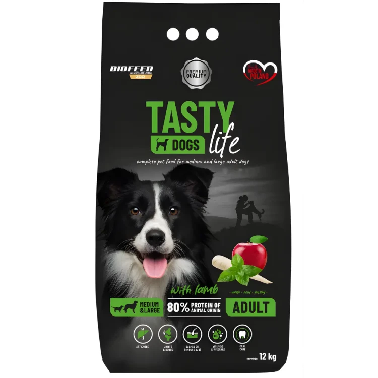 Biofeed Tasty Dogs Life 12 kg Jagnięcina – Sucha karma dla psów średnich i dużych ras