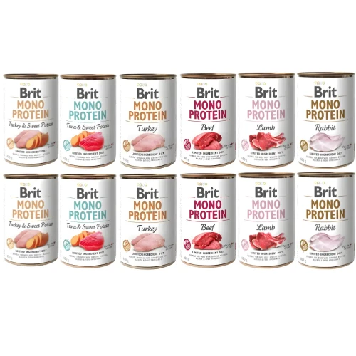 Brit Mono Protein 12x400 g mix smaków mokra karma dla psa