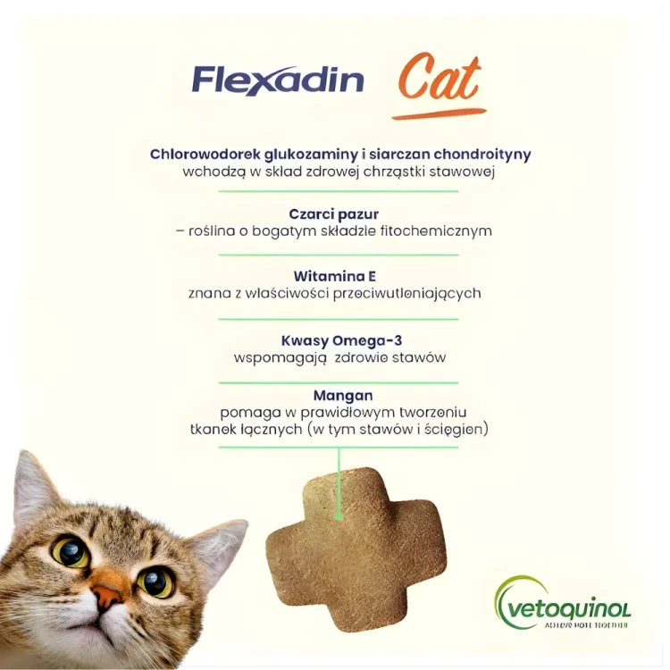 Vetoquinol Flexadin Advanced Cat 30 kęsów Wsparcie kocich stawów