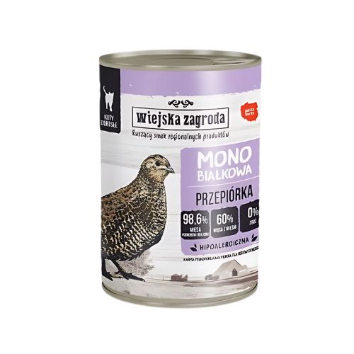 Wiejska Zagroda Monobiałkowa Przepiórka 400g mokra karma dla kota