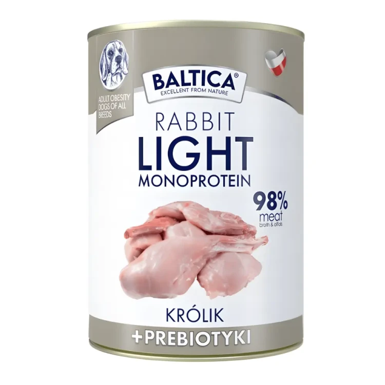 Baltica Mono mix smakow 12x400g (11+1 gratis) Mokra karma dla psa z królikiem i prebiotykami