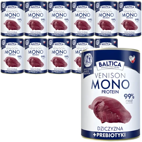 BALTICA Monobiałkowa karma mokra dla psa Dziczyzna 12x400g(11+1 gratis)