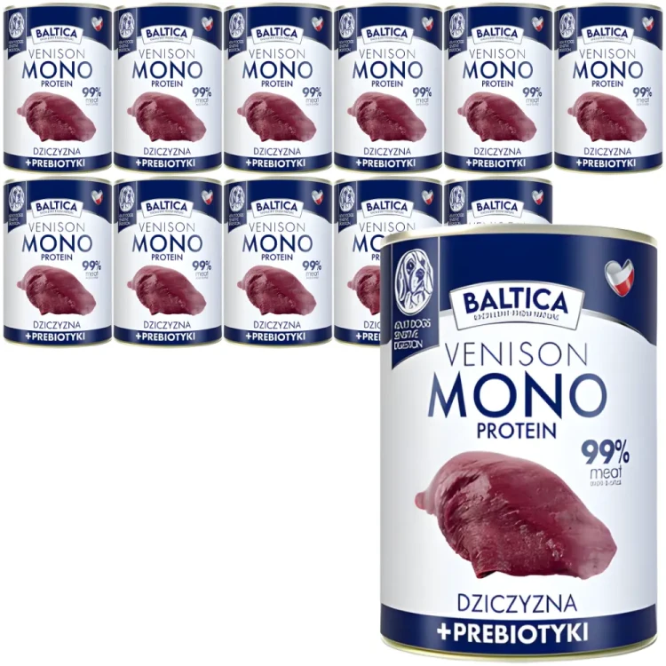 BALTICA Monobiałkowa karma mokra dla psa Dziczyzna 12x400g(11+1 gratis)
