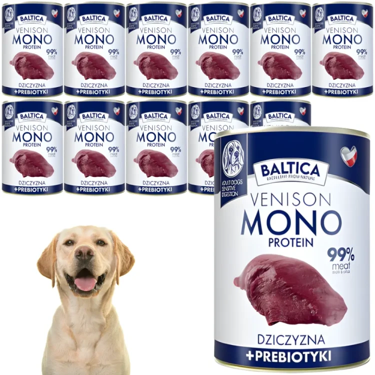 BALTICA Monobiałkowa karma mokra dla psa Dziczyzna 12x400g(11+1 gratis)
