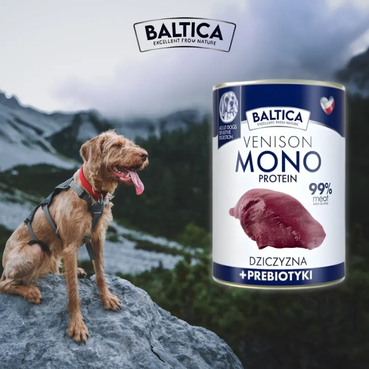 BALTICA Monobiałkowa karma mokra dla psa Dziczyzna 12x400g(11+1 gratis)