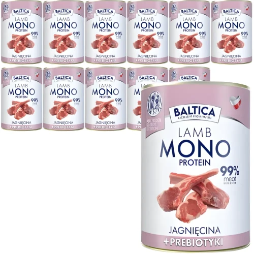 BALTICA Monobiałkowa Karma Mokra Dla Psa Jagnięcina 12x400g(11+1 gratis)