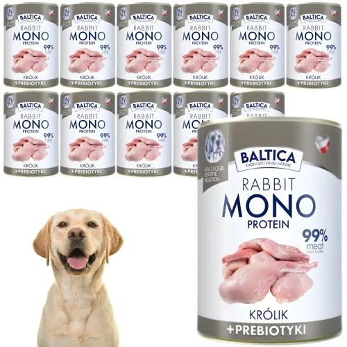 BALTICA Monobiałkowa Karma Mokra Dla Psa Królik 12x400g( 11+1 gratis)