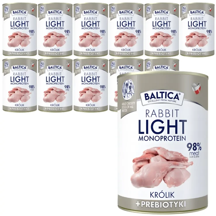 Baltica Mono Light Rabbit 12x400g (11+1 gratis) Mokra karma dla psa z królikiem i prebiotykami