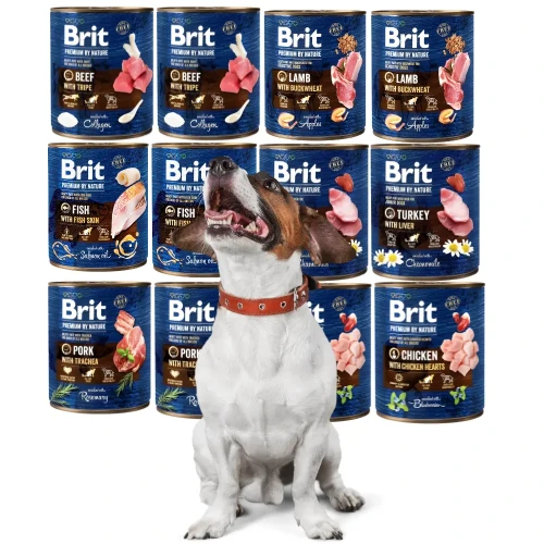 BRIT BY NATURE Karma mokra dla psa mix smaków 12 x 800g ADULT Bezzbożowa