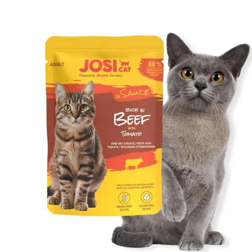 JosiCat Bogata w Wołowinę w Sosie 85g Mokra karma dla kota saszetka