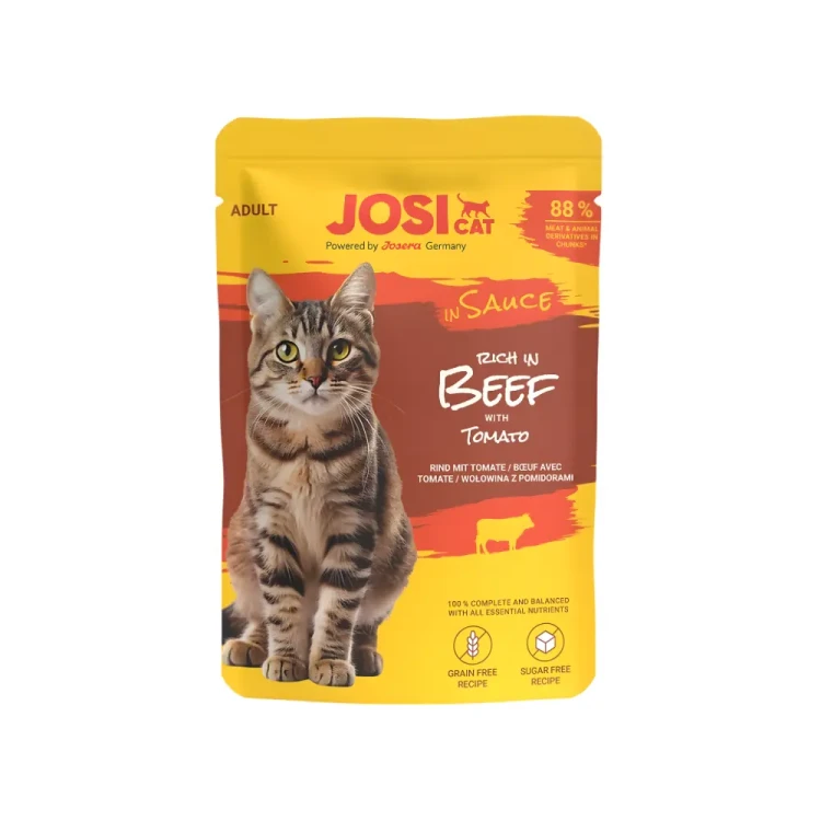 JosiCat Bogata w Wołowinę w Sosie 85g Mokra karma dla kota saszetka
