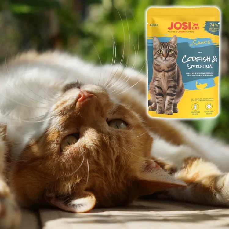 JosiCat Rich z Dorszem i Spiruliną w Sosie 85g Mokra karma dla kota saszetka