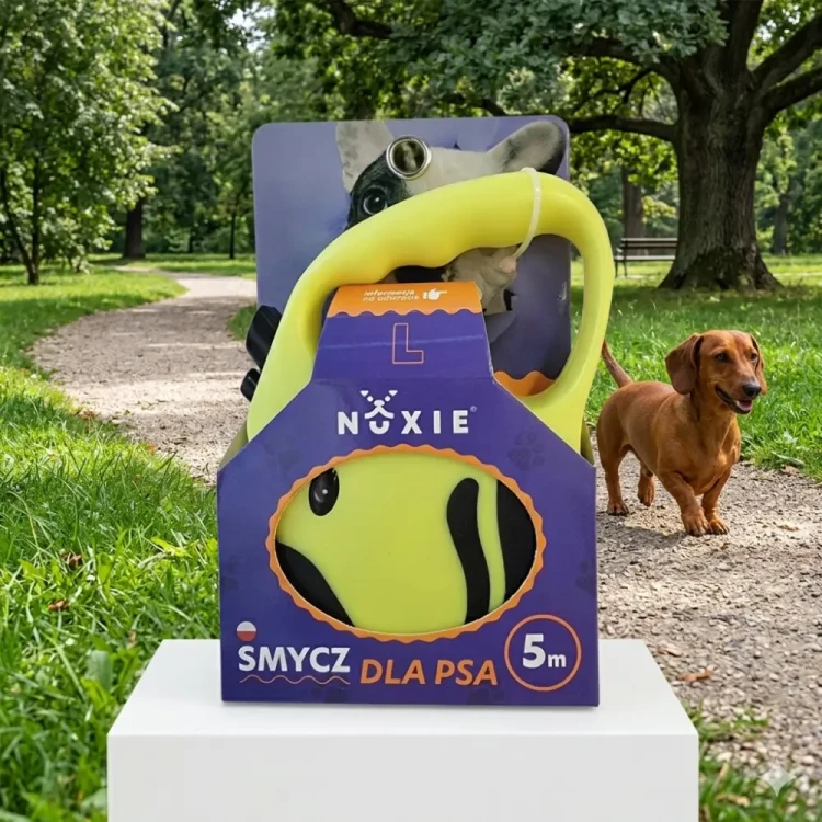 NUXIE Smycz dla psa taśma automatyczna taśmowa 5m Żółty