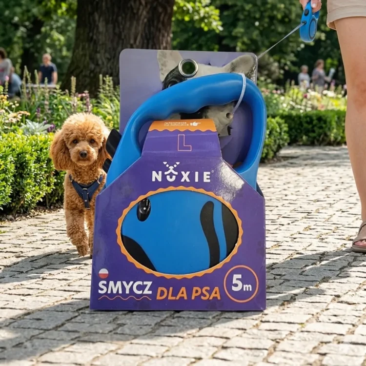 NUXIE Smycz dla psa taśma automatyczna taśmowa 5m Niebieska