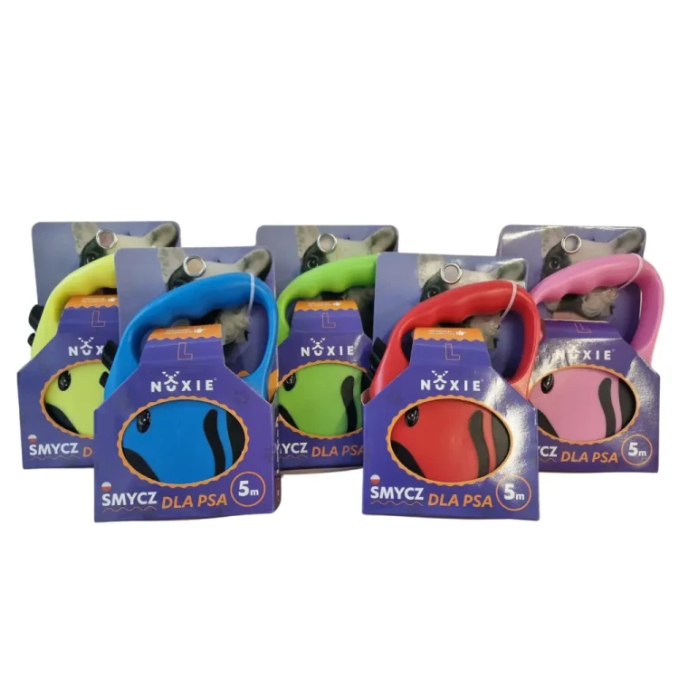 NUXIE Smycz dla psa taśma automatyczna taśmowa 5m Czerwona