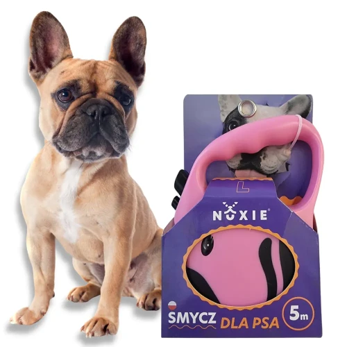 NUXIE Smycz dla psa taśma automatyczna taśmowa 5m Różowa