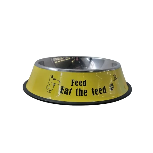 NUXIE Miska dla psa metalowa antypoślizgowa 30cm 1600ml Żółta