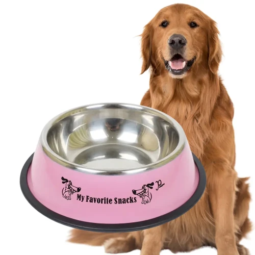 NUXIE Miska dla psa metalowa antypoślizgowa 30cm 1600ml Różowa