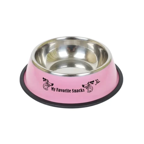 NUXIE Miska dla psa metalowa antypoślizgowa 30cm 1600ml Różowa