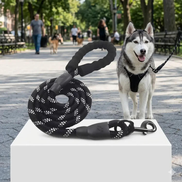 NUXIE Smycz dla psa treningowa lina gruba 1cm  długość 170cm Czarna