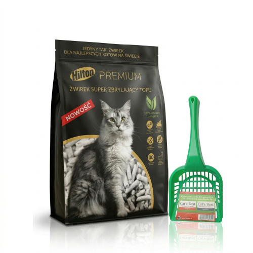 Hilton Premium Tofu 2,5kg Żwirek dla kota Super Zbrylający + Łopatka
