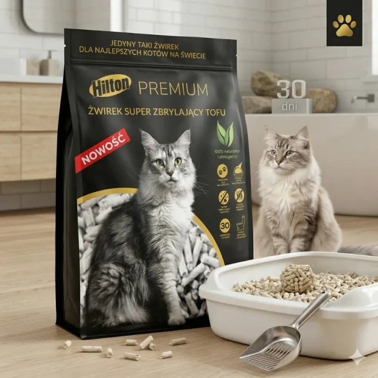 Hilton Premium Tofu 2,5kg Żwirek dla kota Super Zbrylający + Łopatka