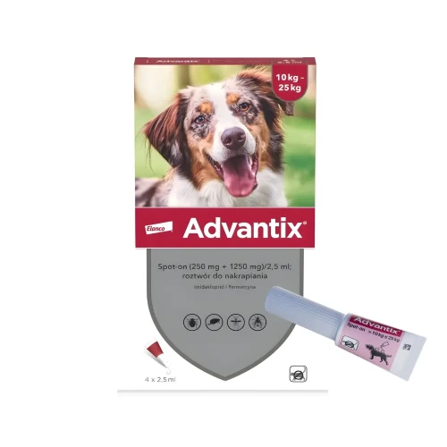 Elanco Advantix Krople na kleszcze i pchły dla psa 10-25kg Spot-On 4 pipety