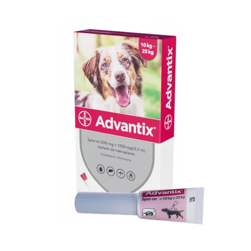 Advantix Spot-On 10-25kg krople na pchły i kleszcze dla psa 1 pipeta