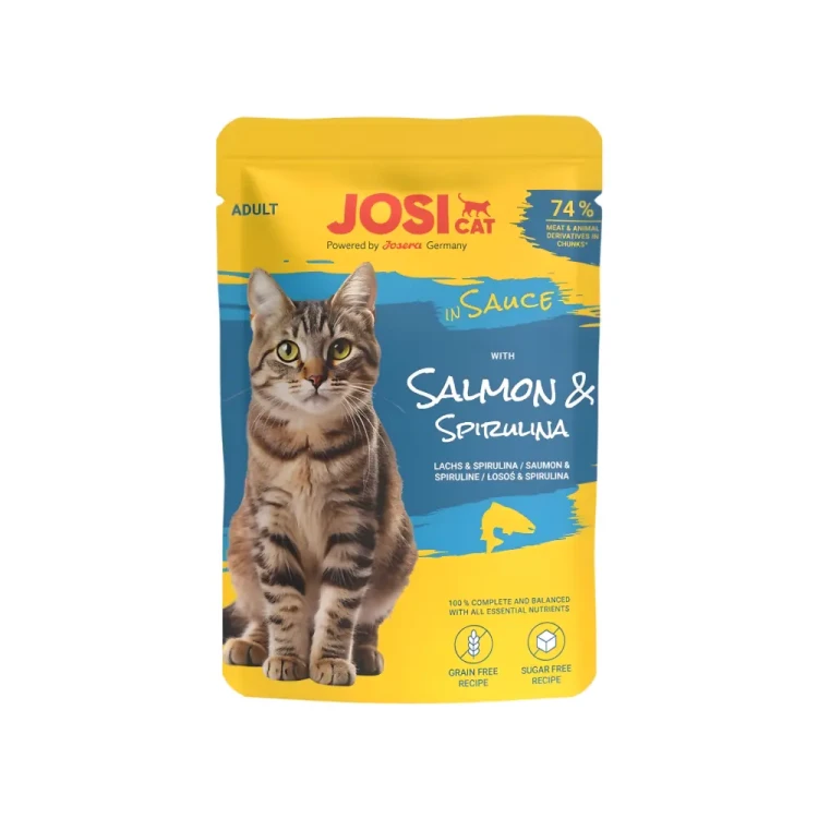 JosiCat Rich z Łososiem i Spiruliną w Sosie 6x85g Mokra karma dla kota saszetka