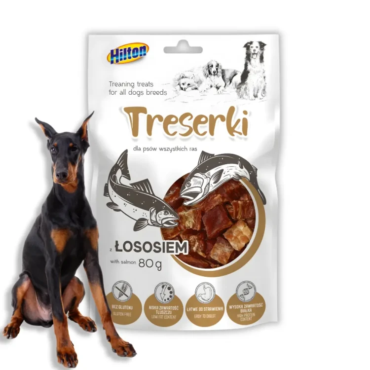 Hilton Mięsne Treserki z Łososiem 80g Przysmaki treningowe dla psa -