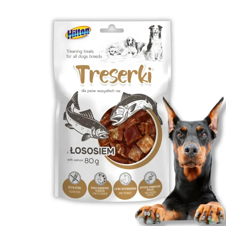 Hilton Mięsne Treserki z Łososiem 80g Przysmaki treningowe dla psa -
