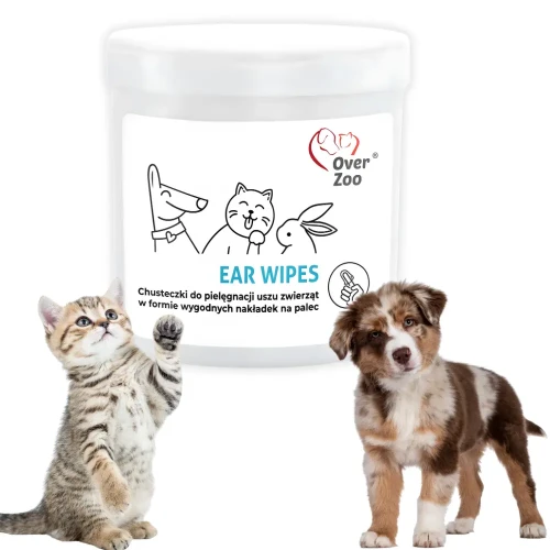 Over Zoo Ear Wipes 50 szt. Chusteczki do pielęgnacji uszu dla psa kota gryzoni