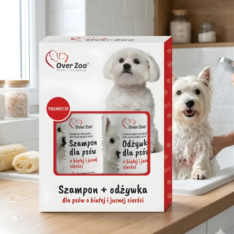 Over Zoo Zestaw do Białej Sierści Szampon 250ml i Odżywka 240ml dla psa