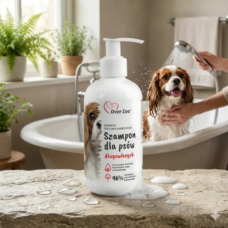 Over Zoo Szampon dla Psów Długowłosych 250ml Ułatwia rozczesywanie i blask