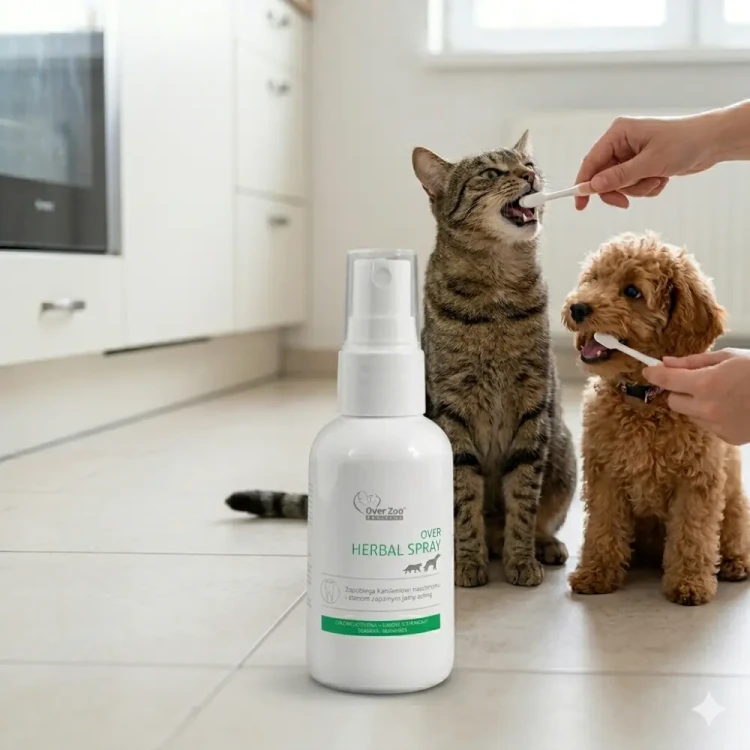 Over Herbal Spray 50ml na kamień nazębny i nieświeży oddech dla psa i kota