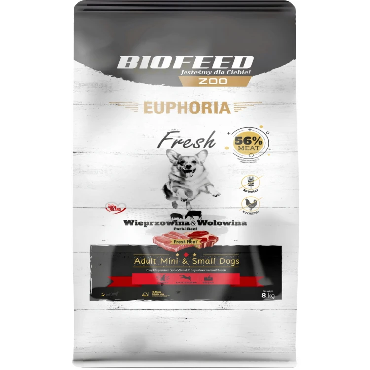 EUPHORIA Fresh Meat Adult Wieprzowina Wołowina 8kg XS/S