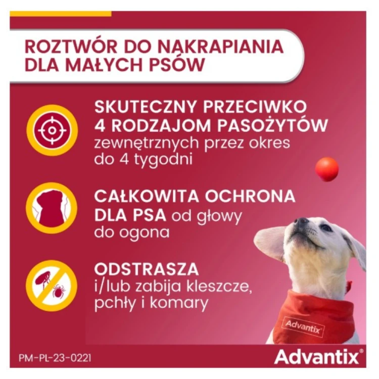 Advantix Krople na kleszcze i  pchły dla psa  4-10kg. Spot-On 4 pipety